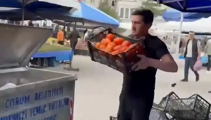 Domatesleri Çöpe Döken Pazarcıya İnanılmaz Para Cezası Verildi