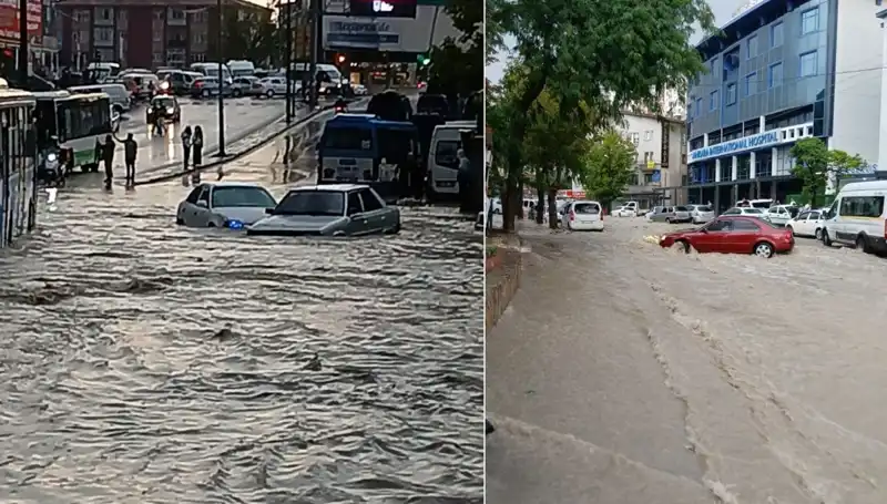 Ankara’da Yağışlar Hayatı Olumsuz Etkiliyor! Arabalar Sürükleniyor